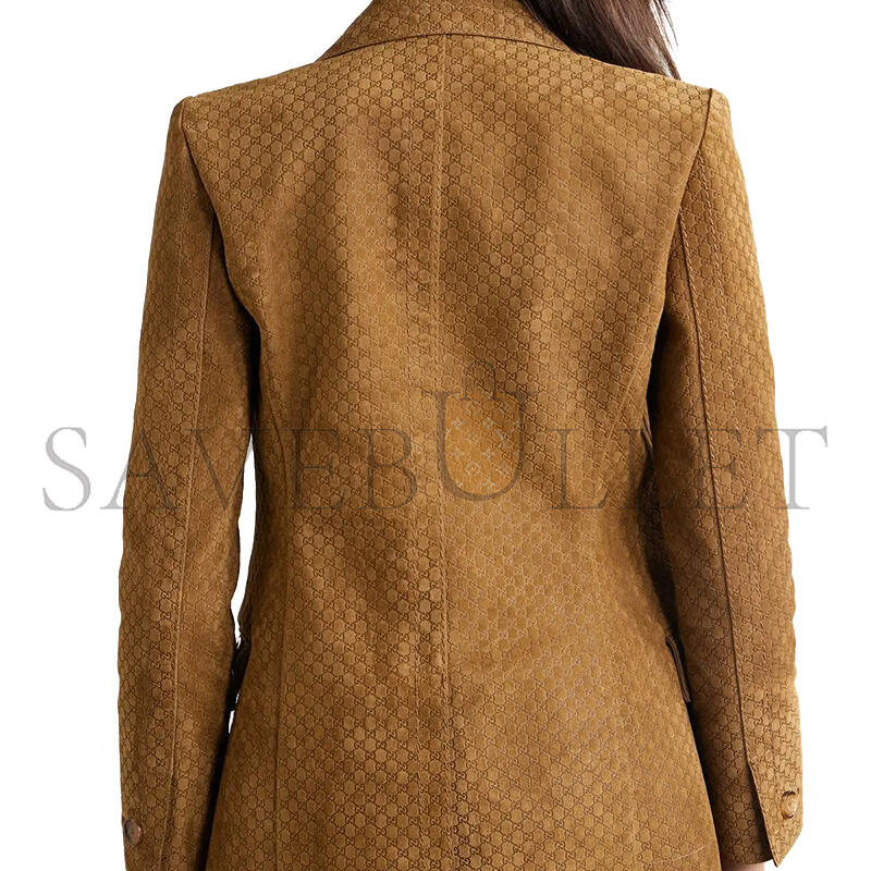 Gvc*1 double-breasted suede blazer with horsebit detail 815833
